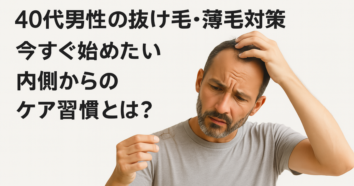 ４０代男性の抜け毛・薄毛対策を紹介するヘアケア記事の画像