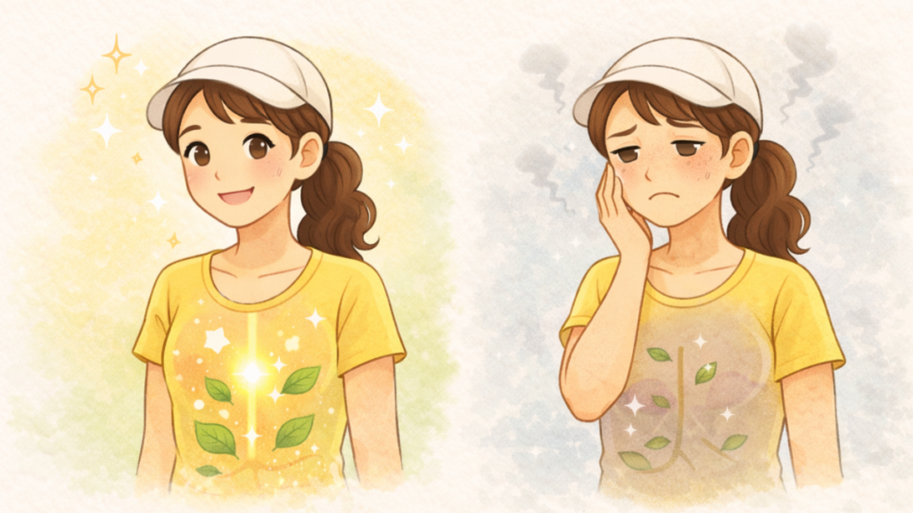 たんぱく質不足にによる肌の変化を健康な状態と比較したイラスト