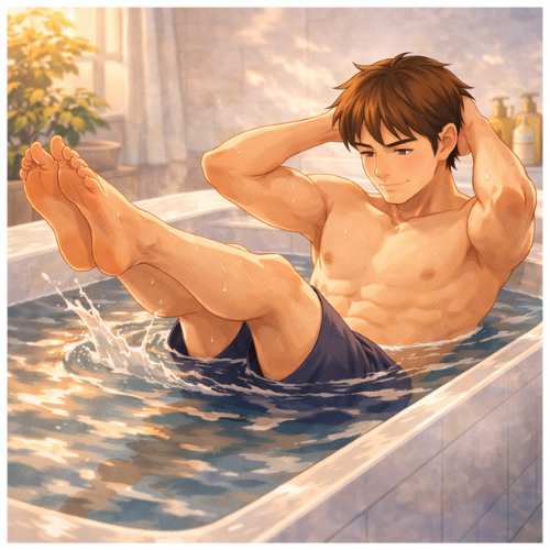 お風呂で行う足上げキープ腹筋トレーニング