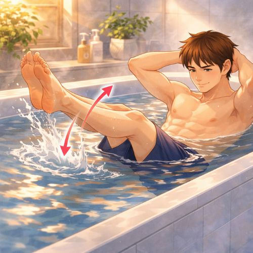 お風呂で行う足の上下腹筋トレーニング